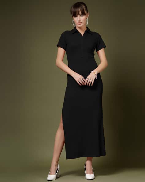 Women Bodycon Dress with Collar Neck
