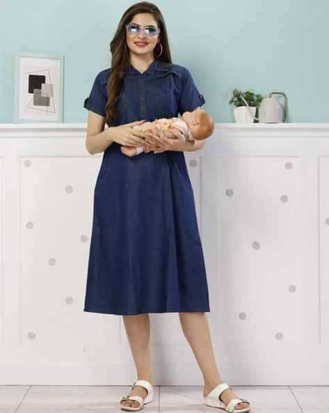 Buy EASY MOM Women Maternity A-Line Dress ... Online | Ajio.com