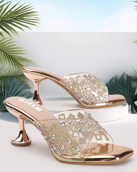 Elle Women Embellished Kitten-Heeled Sandals