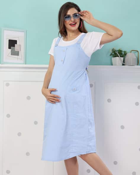 Women Maternity Dungaree with Patch Pockets