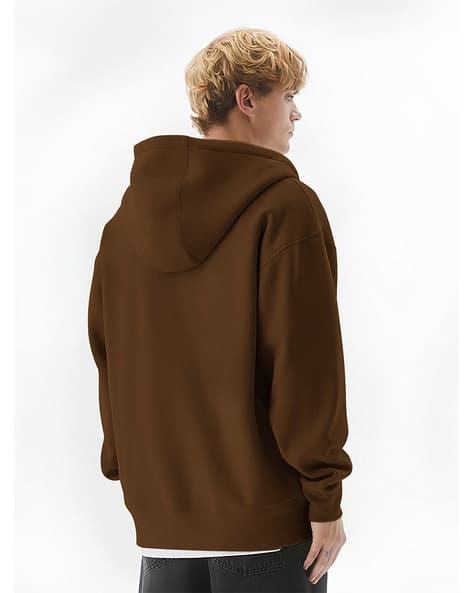 Men Oversized Zip-Front Hoodie with Split Kangaroo Pockets