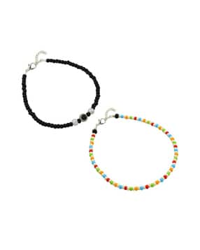 high trendz Pack of 2 Men Pearl Beaded Bracelets with Lobster Claw-picture-36