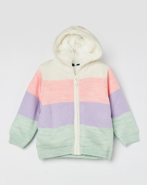 Girls Striped Hoodie Sweater Dress