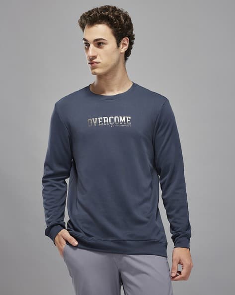 Men Typographic Print Regular Fit Crew-Neck Sweatshirt