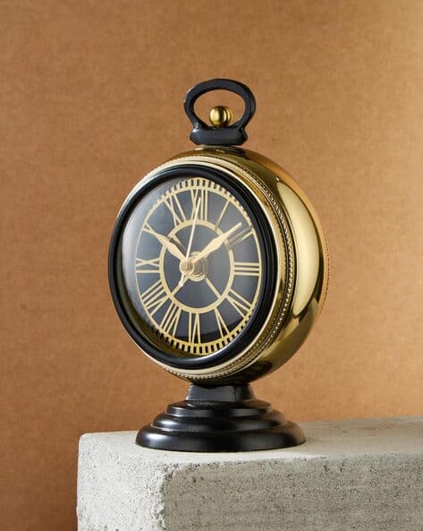 Metal Plated Farsi Table Clock- Small