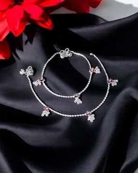 joy of jewels Women Sliver-Plated Beaded Anklets-picture-17