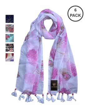 letz dezine Pack of 6 Women Floral Print Stole-picture-10