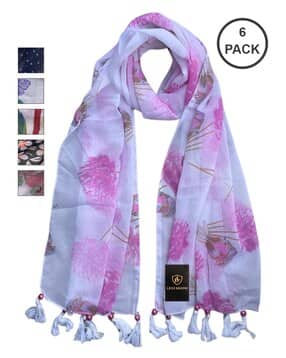 letz dezine Pack of 6 Women Floral Print Stole-picture-18
