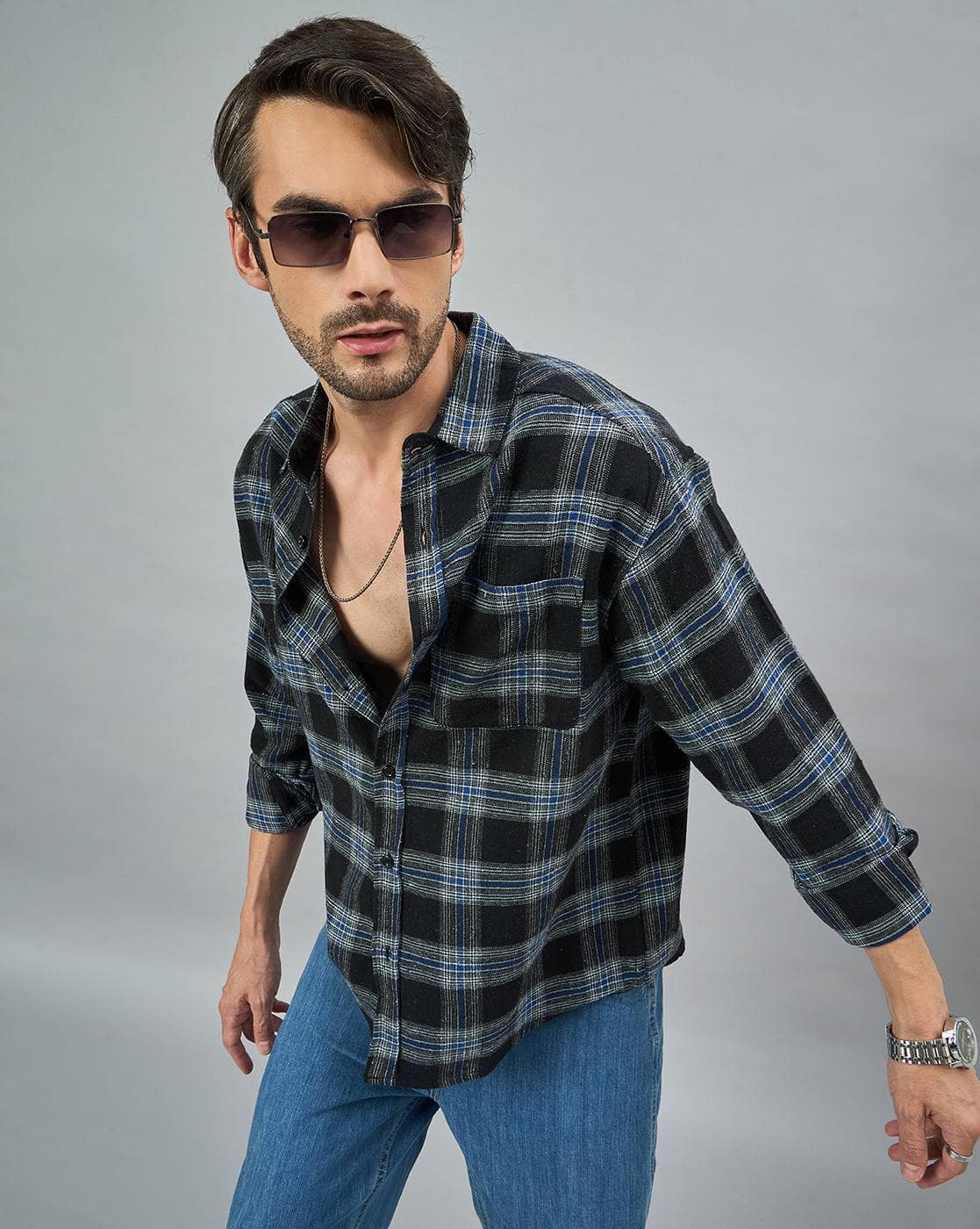 CHANELÉCLATPREMIERBRIGHTMILKYESSENCE100m Buy CHIMPAAANZEE Men Checked Oversized Fit Shi Online | Ajio.com