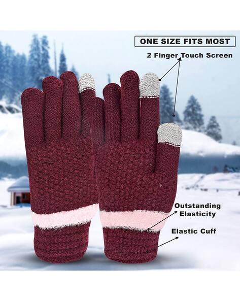 Buy Maroon Gloves Masks for Women by Loom Legacy Online Ajio