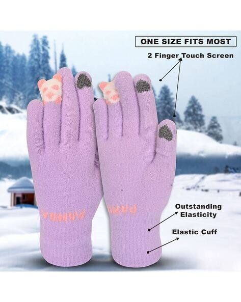 Women Ribbed Winter Gloves with Touchscreen Fingertips