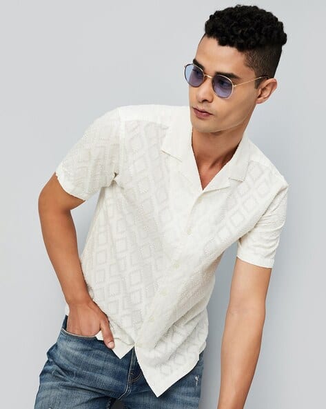 Men Self-Design Regular Fit Shirt