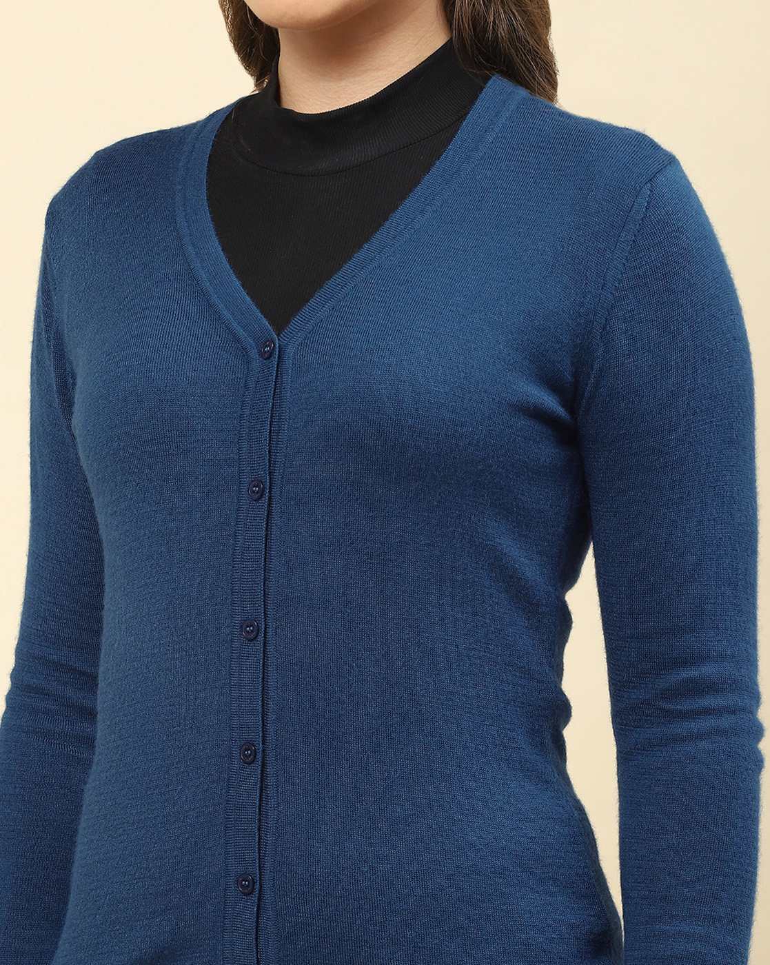 Cielo Women's Solid Long Open Front Cardigan - Knit Sweater With Pockets, Royal Blue - View #4