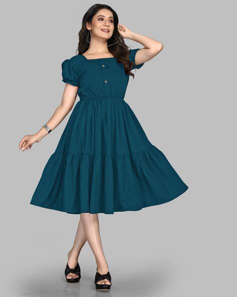 sachin and babi light blue dress Women Embroidered Midi Dress | Blue main image 1