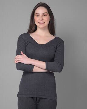 Women Checked Thermal Top