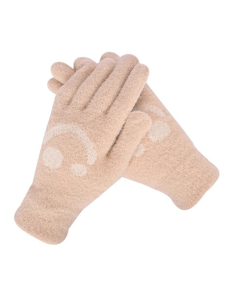 Women Ribbed Winter Gloves with Touchscreen Fingertips
