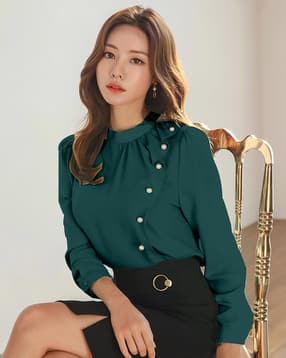 gg style Women Pleated High-Neck Top-picture-24