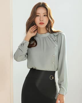 gg style Women Pleated High-Neck Top-picture-25