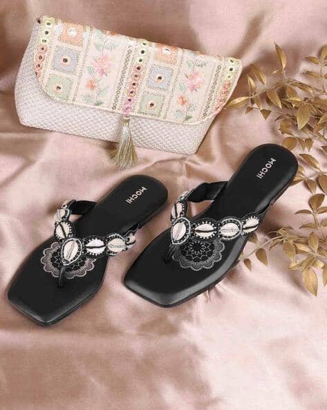 Women Embellished T-Strap Sandals