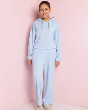 li'l tomatoes Girls Typographic Print Hooded T-Shirt & Pants Set-picture-46