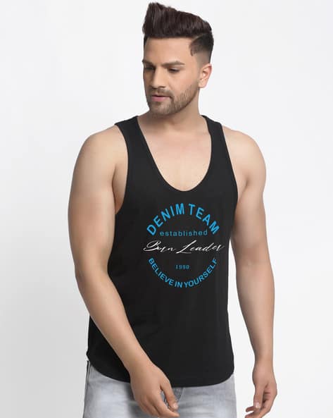 Men Typographic Sleeveless Vest