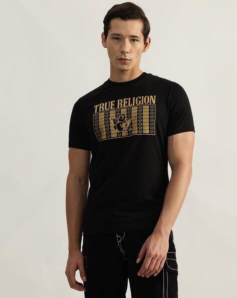 Buy TRUE RELIGION Men Regular Fit T-shirt Black Color Men AJIO