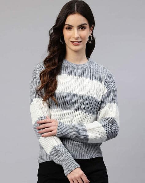Buy Grey White Sweaters Cardigans for Women by ONE FEMME