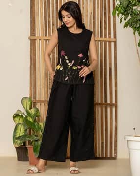 Women Embroidered Top & Palazzos Co-Ord Set-image-44