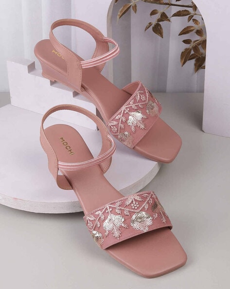 Mochi Women Embellished Slingback Sandals