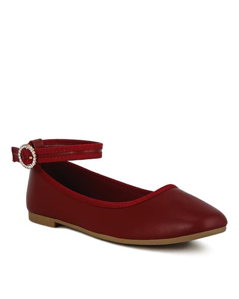 Women Pointed-Toe Ballerinas with Ankle-Strap