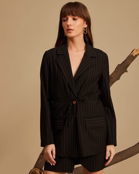 Women Striped Single-Breasted Blazer