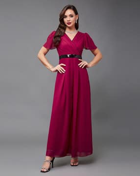 miss chase Women V-Neck Jumpsuit with Butterfly Sleeves-picture-16