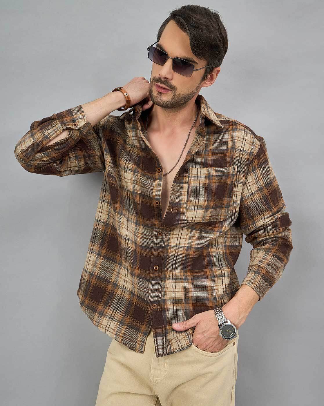 Buy Brown Shirts for Men by CHIMPAAANZEE Online | Ajio.com
