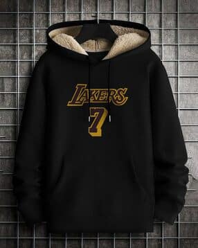 Men Regular Fit Typographic Print Hoodie