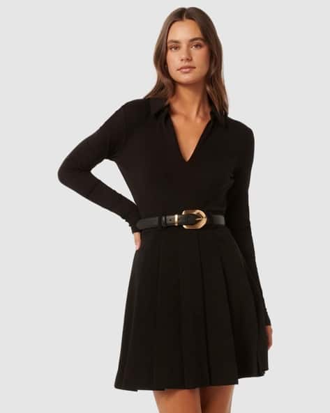 Buy Forever New Women Skater Dress with Waist Belt Online | Ajio.com