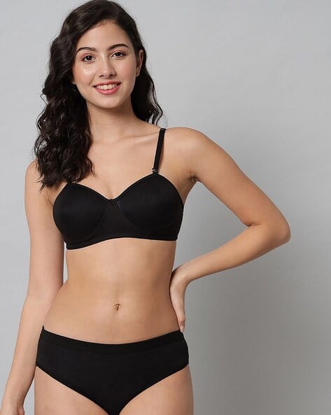 CUMSIN Women T-Shirt Bra & Hipster Panties Set