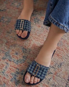 shezone Women Houndstooth Pattern Slip-On Sandals-picture-17