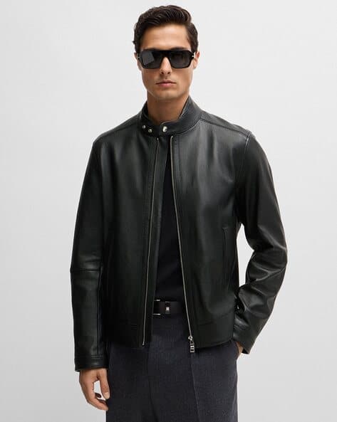 leather bomber jacket boss gonel leather jacket