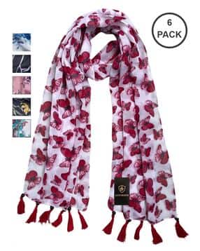 letz dezine Pack of 6 Women Floral Print Stole-picture-44