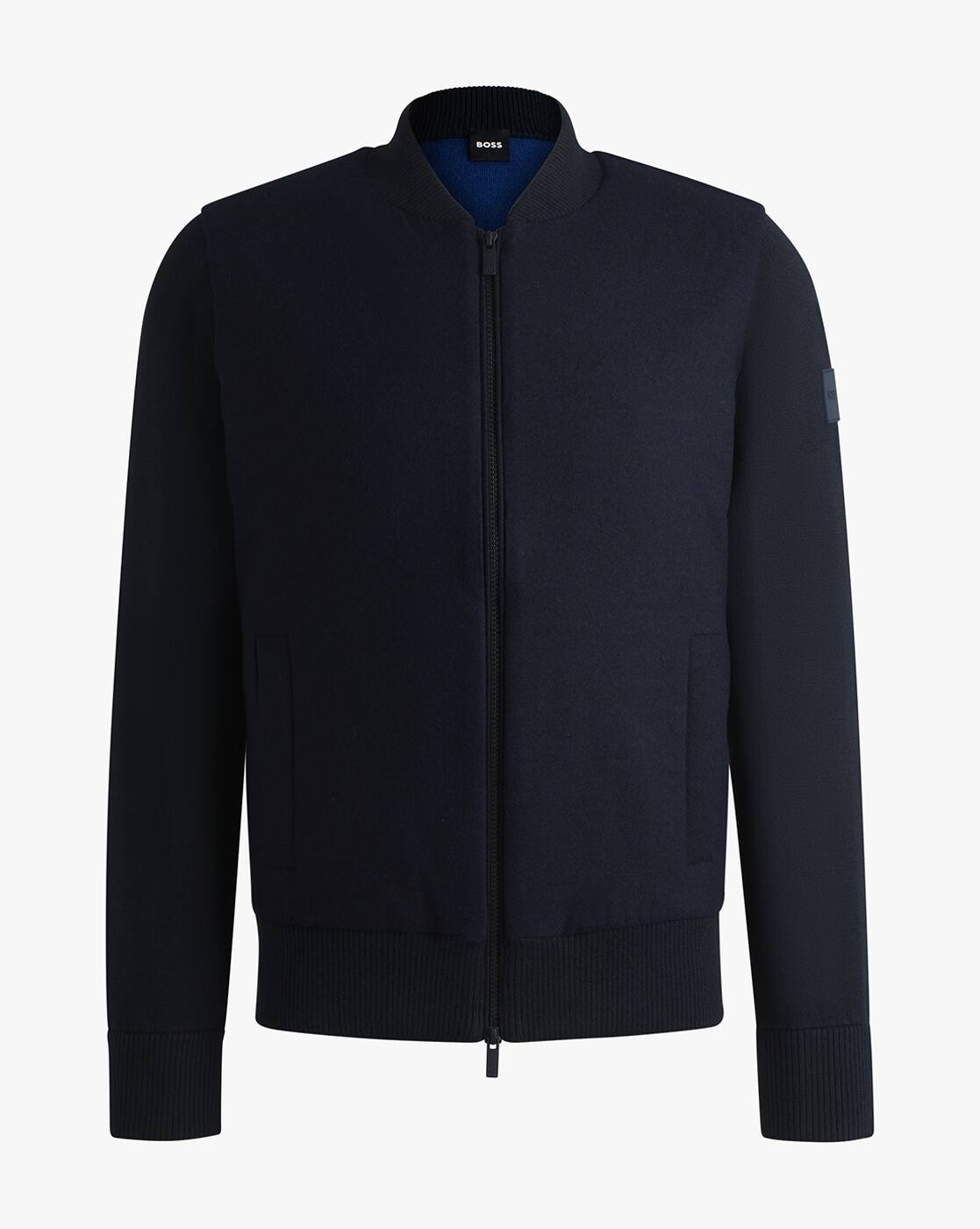 Buy BOSS Padded Front Panel Zip-Up Regular Fit Jacket | Blue Color