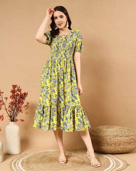 Buy Panicia Women Indian Fit and Flare Dress Online | Ajio.com