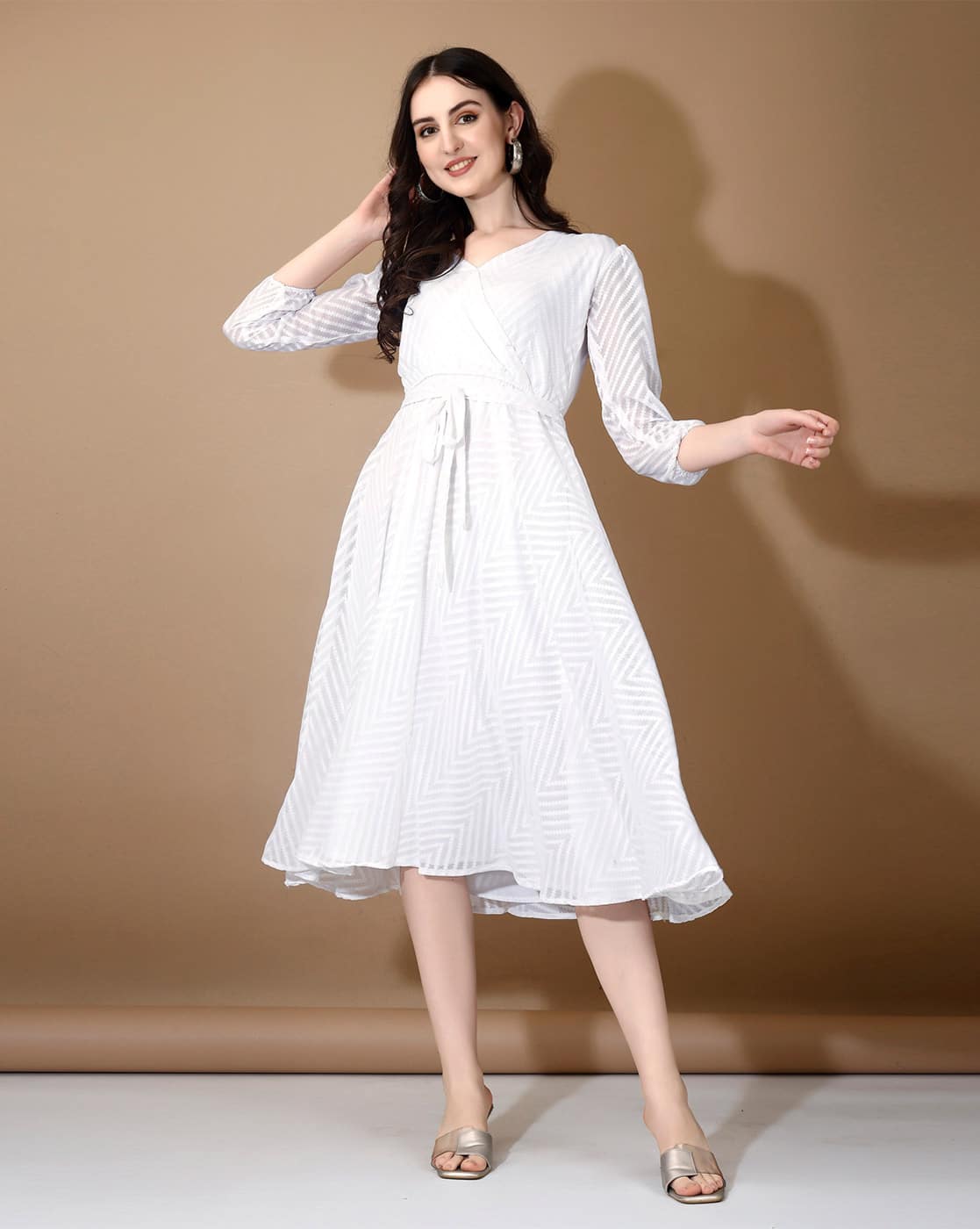 Women Chevrons Fit and Flare Dress