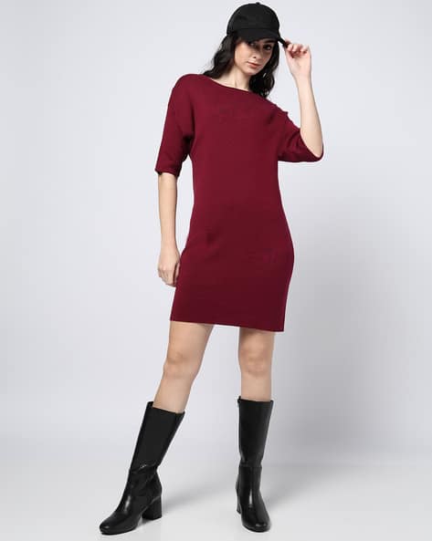 strapless open back dress Red Pointelle Knit Mini Dress – Club21.com main image 0