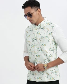 showoff Men Floral Print Slim Fit Nehru Jacket-picture-13