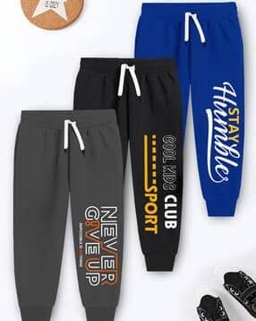 Boys Pack of 3 Typographic Print Track Pants