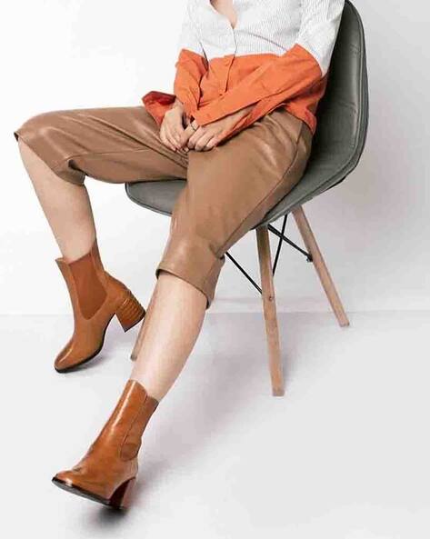 Buy Saint G Leather Mid-Calf Boots Brown Color Women AJIO LUXE