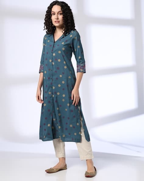 SIYAHI Women Polka Dot Print Straight Kurta