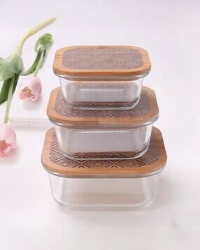 umai Pack of 3 Borosilicate Glass Kitchen Containers with Bamboo Lid-picture-36