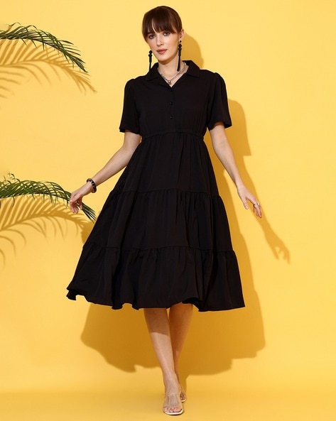 Women V-Neck Tiered Dress