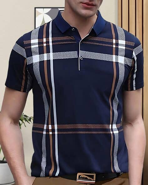 Men Stripes Regular Fit Polo T-shirt
